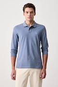 BOSS Orange longsleeve męski bawełniany z elastanem Passerby niebieski 50507704