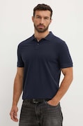 BOSS Orange polo de bumbac culoarea albastru marin, neted, 50507813