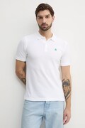 Тениска с яка United Colors of Benetton в бяло с изчистен дизайн 3WG9U301Z
