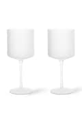 ferm LIVING set de pahare de vin Ripple 325 ml 2-pack culoarea alb