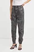 Diesel spodnie bawełniane P-RIDE-Q3 TROUSERS kolor szary fason cargo high waist A17383.0NJBP