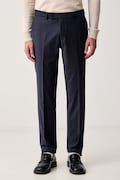 Karl Lagerfeld spodnie garniturowe męskie z wełną granatowe regular waist 500090.255601