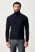 United Colors of Benetton golf męski wełniany granatowy 1002U2180