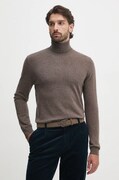United Colors of Benetton pulover de lana barbati, culoarea maro, light, cu guler, 1002U2180