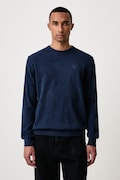 Barbour sweter męski wełniany niebieski MKN0345