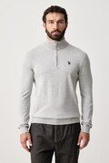 U.S. Polo Assn. sweter męski z bawełną Rich Funnel 1/4 Zip szary MUP2963