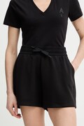 Armani Exchange szorty damskie kolor czarny gładkie high waist XW000838 AF13397