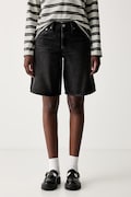 Levi's szorty damskie bawełniane SQUARE PEG czarne high waist 005LV