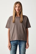 American Vintage T-shirt damski bawełniany szary FIZ02A