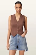 AllSaints top dámsky z viskózy hnedý W023KA