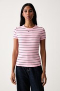 Tommy Jeans T-shirt damski bawełniany z elastanem różowy DW0DW17383