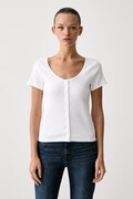 Levi's тениска дамска от памук с еластан AUSTEN BUTTON THROUGH SS бяла 0087U