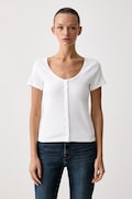 Levi's тениска дамска от памук с еластан AUSTEN BUTTON THROUGH SS бяла 0087U