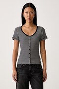 Levi's t-shirt γυναικείο βαμβακερό με ελαστάν AUSTEN BUTTON THROUGH SS μαύρο 0087U