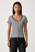 Levi's t-shirt γυναικείο βαμβακερό με ελαστάν AUSTEN BUTTON THROUGH SS μαύρο 0087U