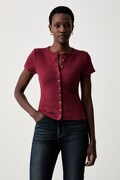 Levi's tričko dámské s modalem RORY BUTTON THROUGH SS červené 0086M
