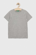United Colors of Benetton tricou de bumbac pentru copii culoarea gri, neted