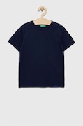 United Colors of Benetton tricou de bumbac pentru copii culoarea albastru marin, neted