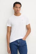 Tommy Jeans tricou din bumbac barbati, culoarea alb, neted, DM0DM04411