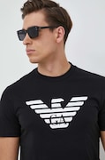 Бавовняна футболка Emporio Armani колір чорний з принтом