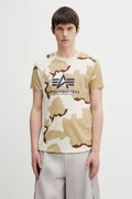 Alpha Industries t-shirt Basic męski kolor beżowy wzorzysty