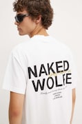 Bavlnené tričko Naked Wolfe pánske, biela farba, s potlačou, classic.tee