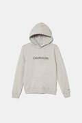 Calvin Klein Jeans bluza bawełniana dziecięca kolor szary z kapturem z nadrukiem