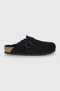 Παντόφλες σουέτ Birkenstock Boston χρώμα: μαύρο, 259881