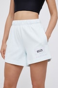 P.E Nation Szorty bawełniane damskie kolor zielony gładkie high waist