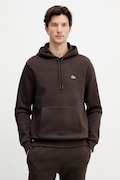 Lacoste bluză culoarea negru, cu glugă, uni, SH9623
