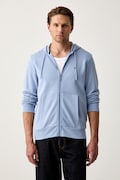 Lacoste bluza z kapturem męska z bawełną niebieska SH9626