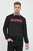 HUGO hanorac de bumbac bărbați, culoarea negru, cu imprimeu 50477328