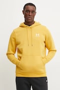 Under Armour bluză Essential Fleece bărbați, culoarea maro, cu glugă, cu imprimeu, 1373880