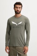 Salewa longsleeve sportowy Solidlogo kolor zielony z nadrukiem