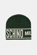 Moschino czapka z wełną kolor zielony z cienkiej dzianiny M5633 60081