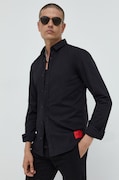 Košeľa HUGO pánska,čierna farba,slim,s klasickým golierom,50475687