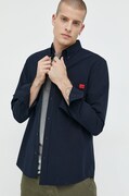 HUGO koszula bawełniana Evito męska kolor granatowy slim z kołnierzykiem button-down 50479302