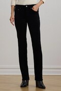 Lauren Ralph Lauren pantaloni de catifea cord femei, culoarea negru, drept, medium waist