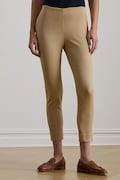Lauren Ralph Lauren spodnie slim fit damskie z wiskozą beżowe high waist 200631310018