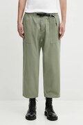 Gramicci spodnie bawełniane Loose Tapered Pant kolor zielony szerokie medium waist