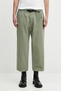 Gramicci spodnie bawełniane Loose Tapered Pant kolor zielony szerokie medium waist