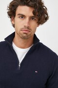 Pulover s dodatkom kašmira Tommy Hilfiger za muškarce, boja: tamno plava, lagani, s poludolčevitom