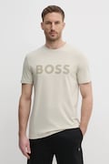 BOSS Orange tricou din bumbac BOSS ORANGE culoarea bej, cu imprimeu, 50481923