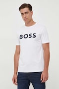 BOSS tricou din bumbac BOSS CASUAL culoarea bej, cu imprimeu, 50481923