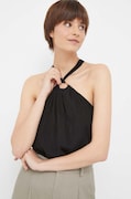 Dkny bluzka damska kolor czarny gładka