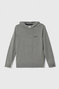 Pepe Jeans bluza bawełniana dziecięca kolor szary z kapturem gładka