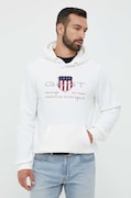 Gant bluza barbati, culoarea alb, cu glugă, cu imprimeu