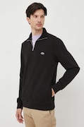 Lacoste pulover de bumbac culoarea negru, cu guler