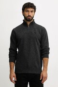 Barbour sweter wełniany męski kolor szary lekki z półgolfem MKN0339
