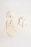 Konges Sløjd set pentru bebeluși din bumbac MATERNITY PACKAGE pachet de 3 bej KS6041